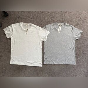 ETERNE— 2 pack bundle : Heather Gray and Classic White Boyfriend Tees